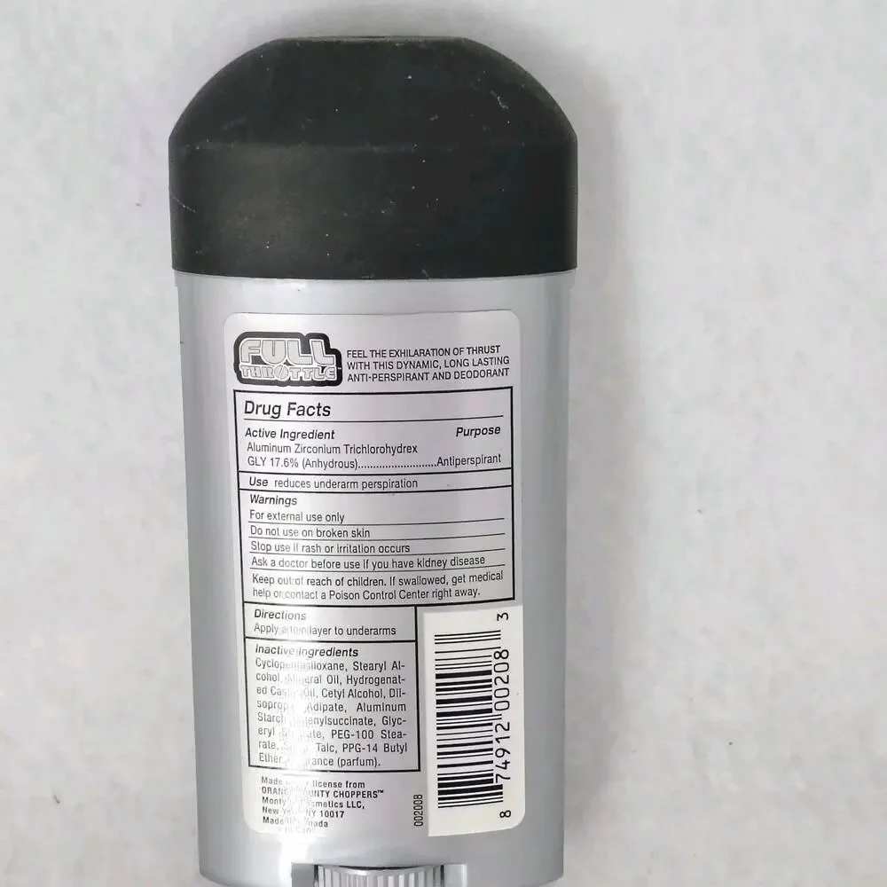 Full Throttle Thrust Mens Anti-Perspirant Deodorant OC Choppers 2.5 oz. New